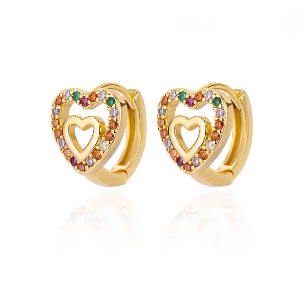 Orecchini Cuore Zircone Cavi in Acciaio Inossidabile Oro | Eleganti & Romantici