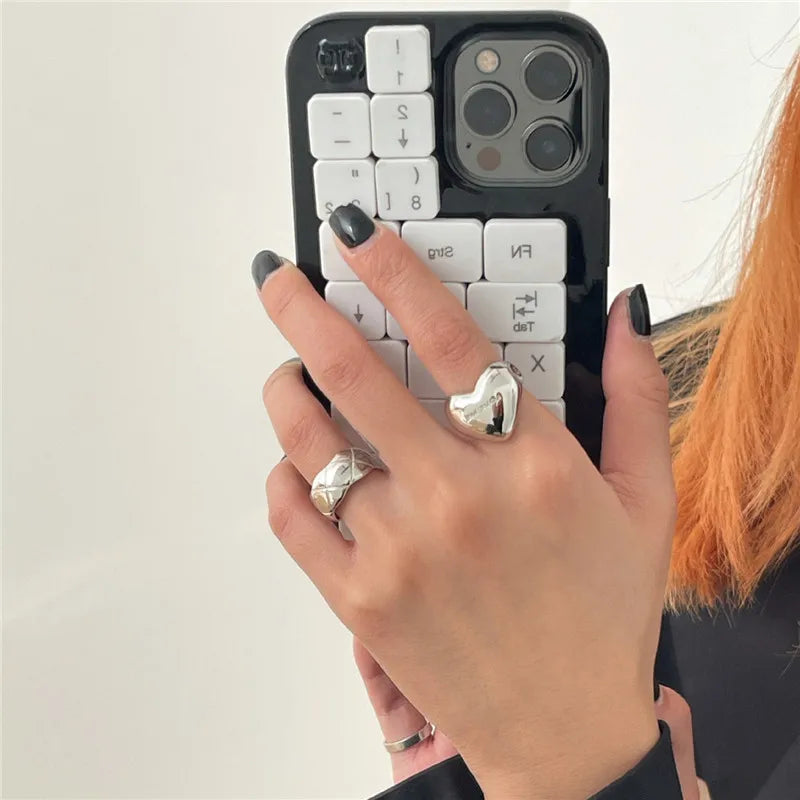 Anello di Coppia Cuore Moderno | Argento/Oro Light Luxury