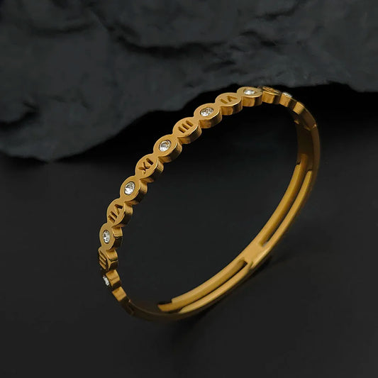 Bracciale Donna Numeri Romani – Zirconi & Acciaio Dorato Waterproof