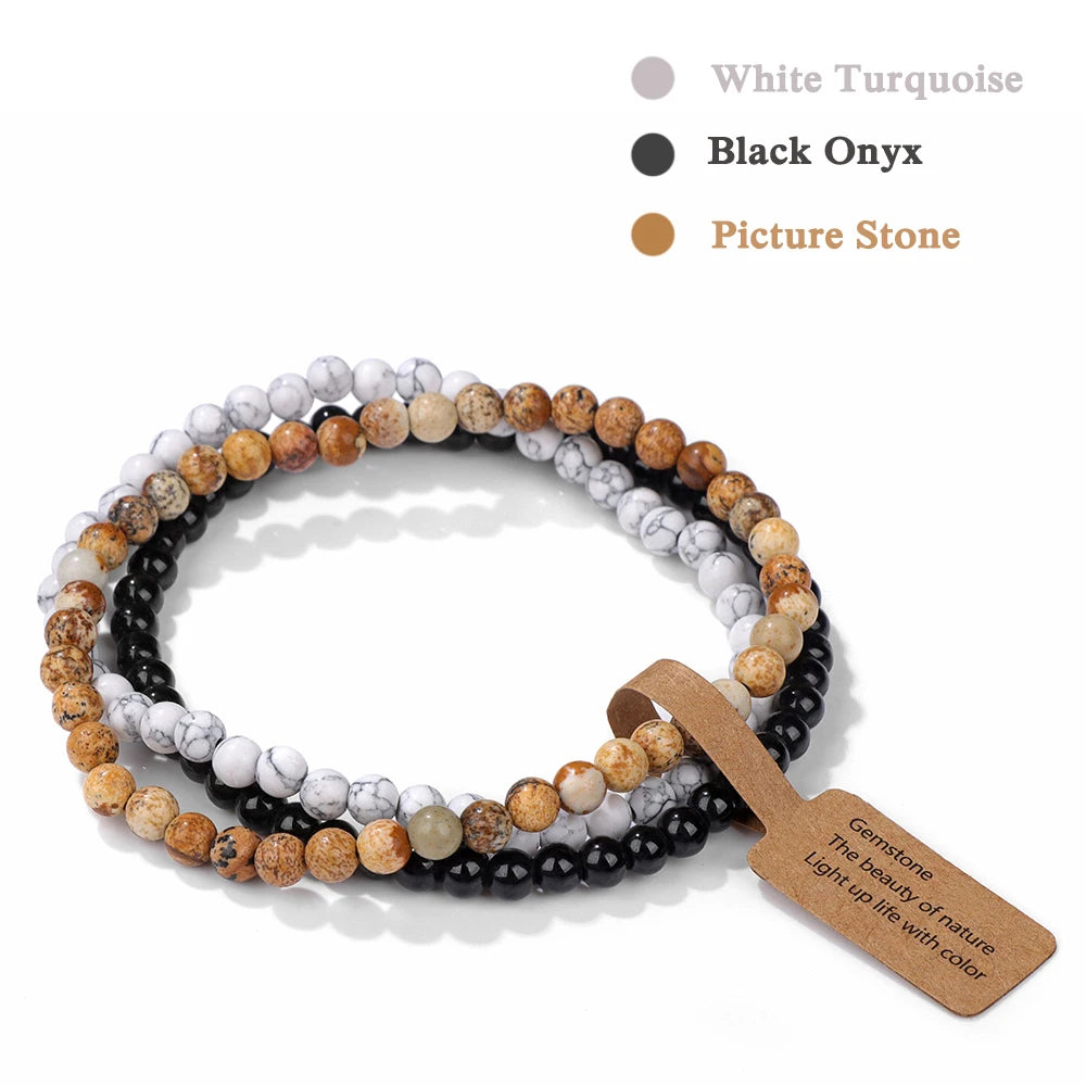 Set Bracciali Pietre Naturali Verdi – Moss Agate & Onyx 3 Pezzi