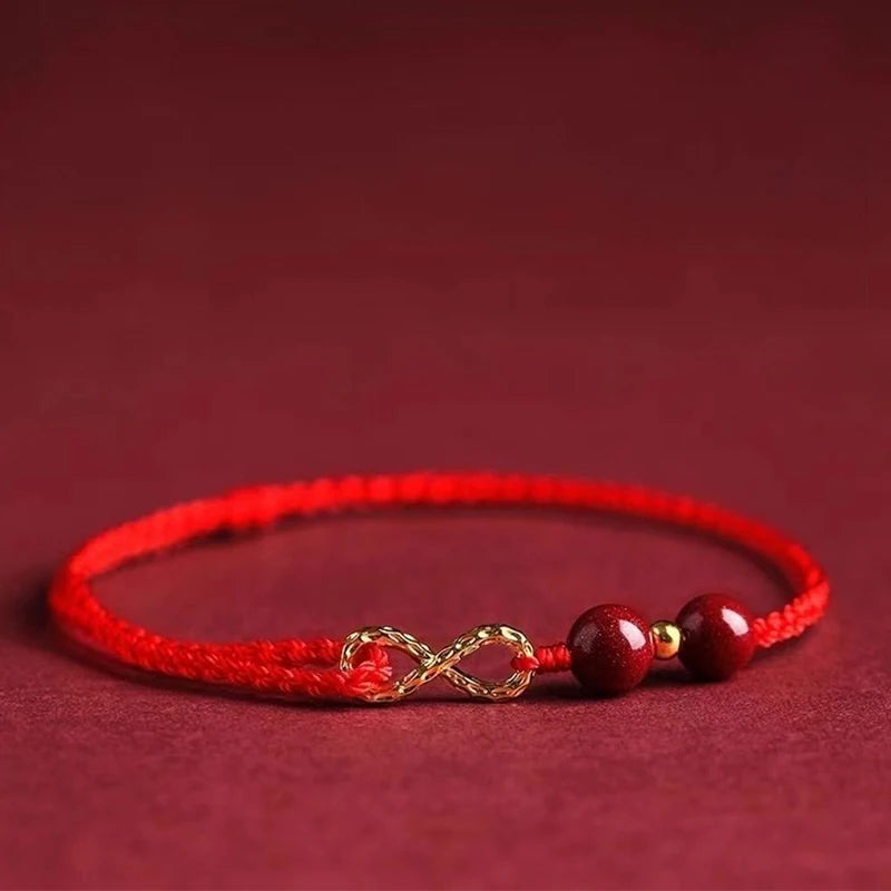 Bracciale Intrecciato Portafortuna – Infinito & Perla Rossa