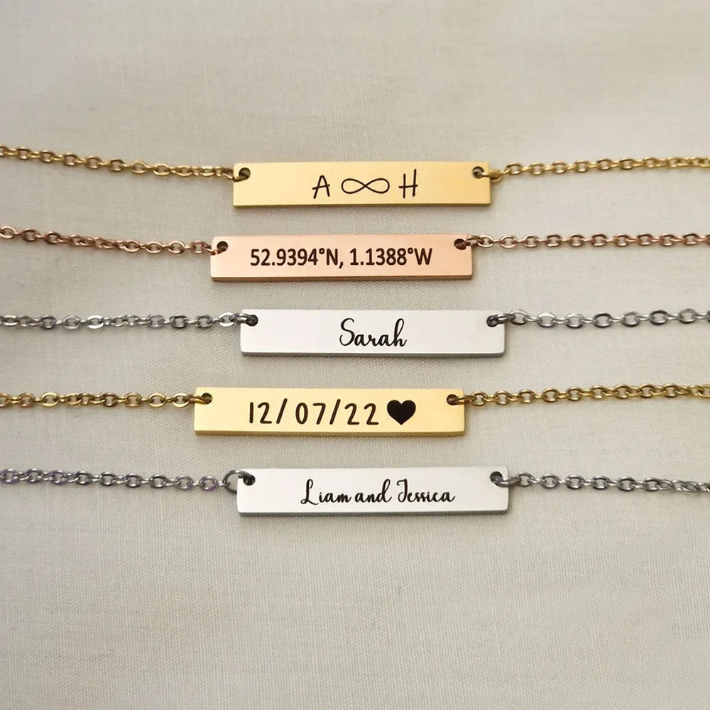 Collana Minimalista Personalizzata • Nome / Coordinate / Data • Acciaio Inossidabile | LoveDrop™ Italia