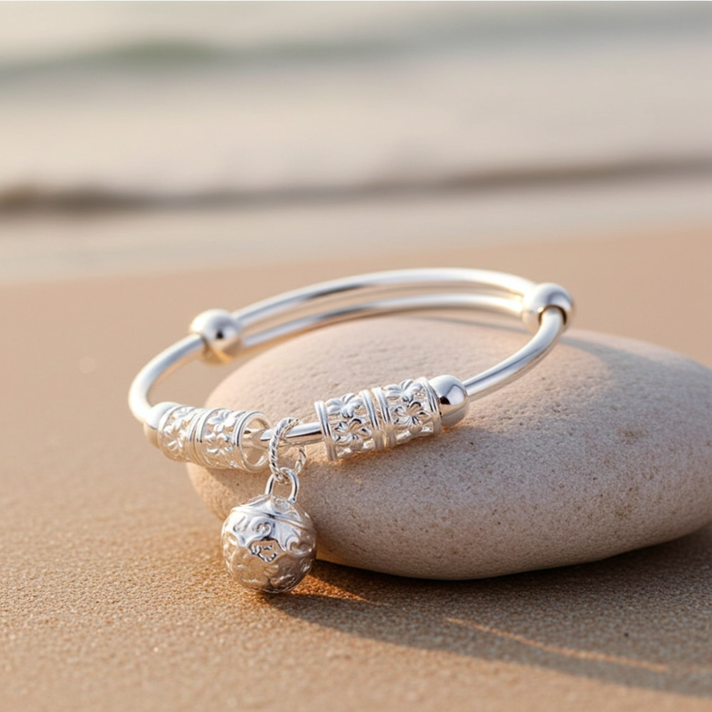 Bracciale in Argento 925 con Campanelli Cavi – Elegante, Regolabile, Perfetto per Regali Speciali