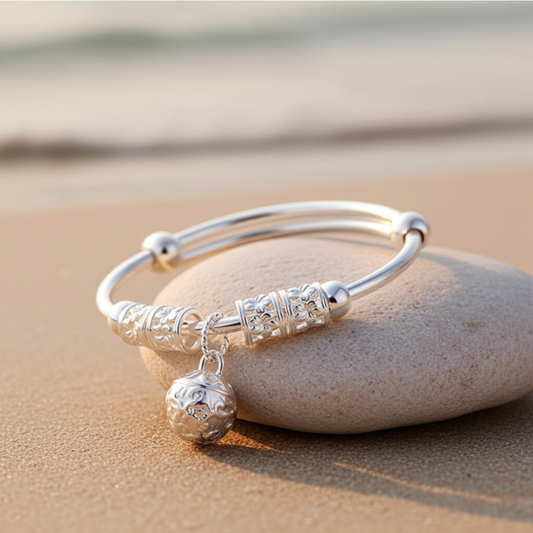 Bracciale in Argento 925 con Campanelli Cavi – Elegante, Regolabile, Perfetto per Regali Speciali