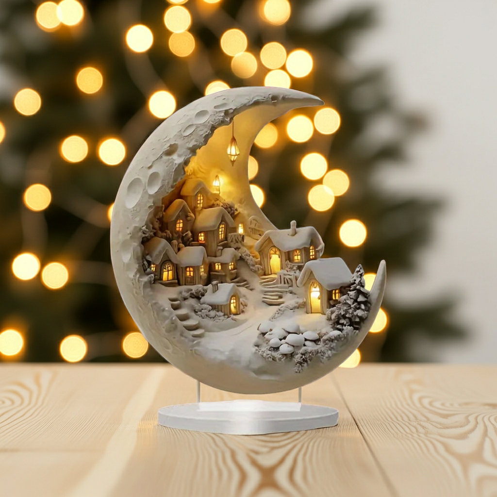 Albero di Natale Lunare in Acrilico 2026 – Decorazione Romantica da Tavolo | Regalo Speciale