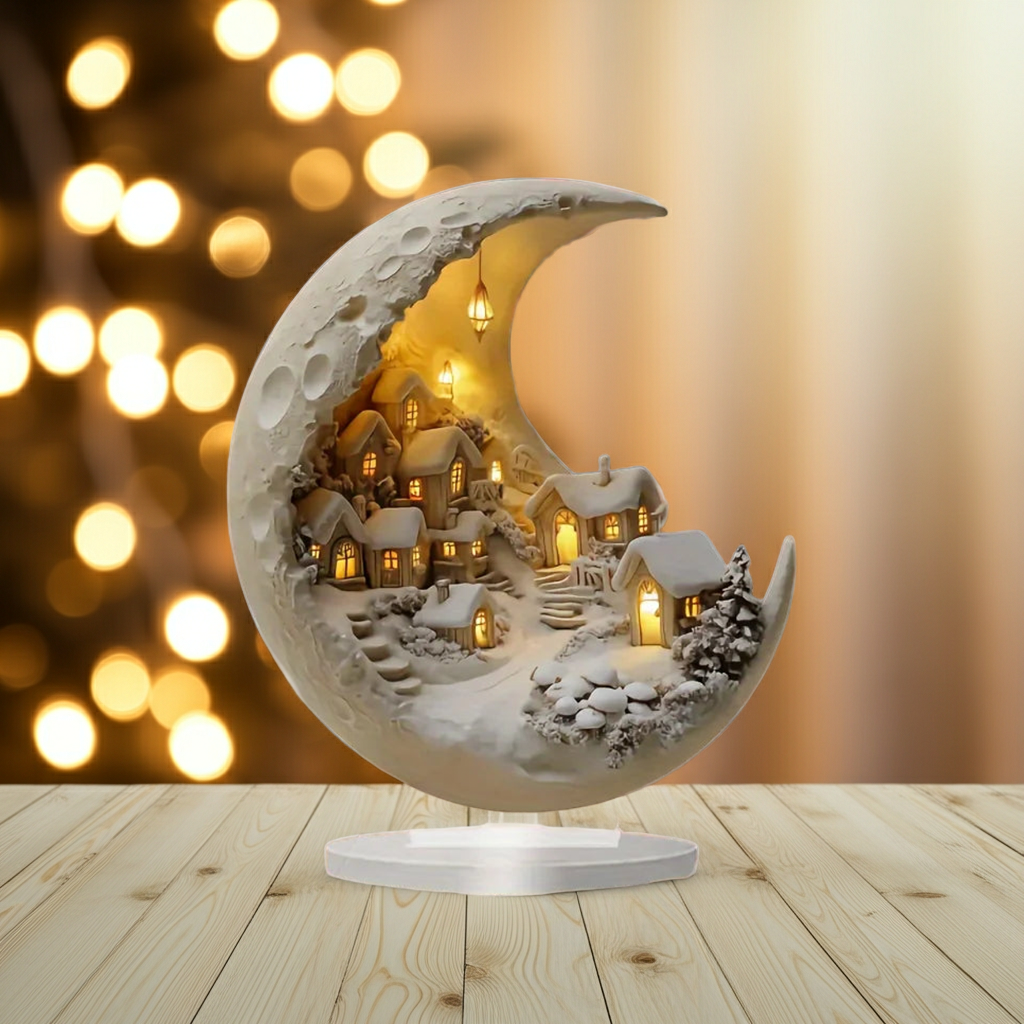 Albero di Natale Lunare in Acrilico 2026 – Decorazione Romantica da Tavolo | Regalo Speciale