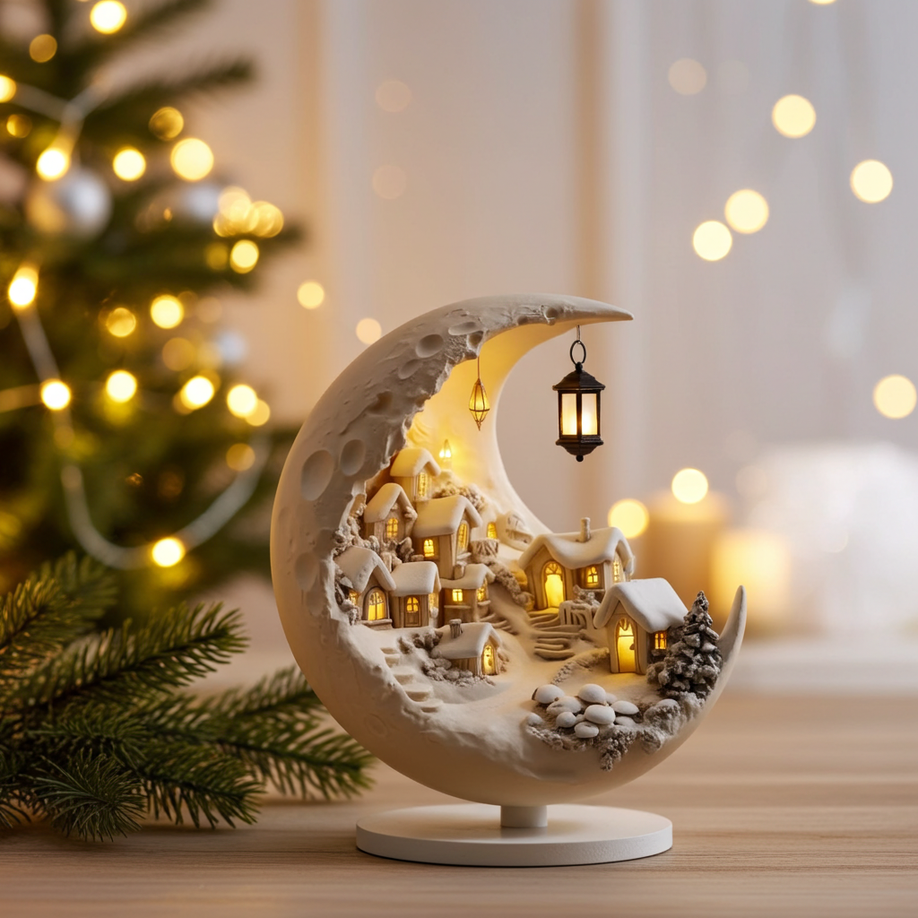 Albero di Natale Lunare in Acrilico 2026 – Decorazione Romantica da Tavolo | Regalo Speciale